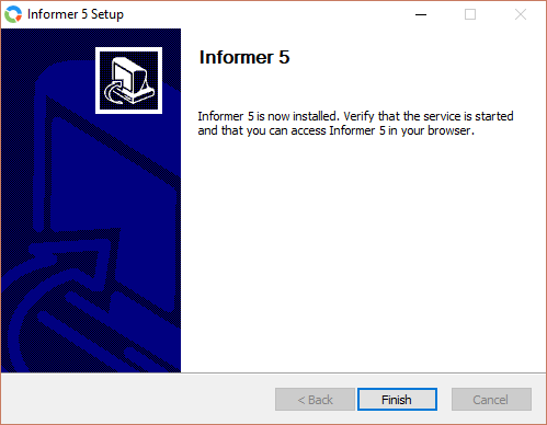 The installer's final screen confirming Informer is installed