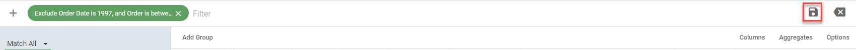 The Filter Bar with the Save icon highlighted